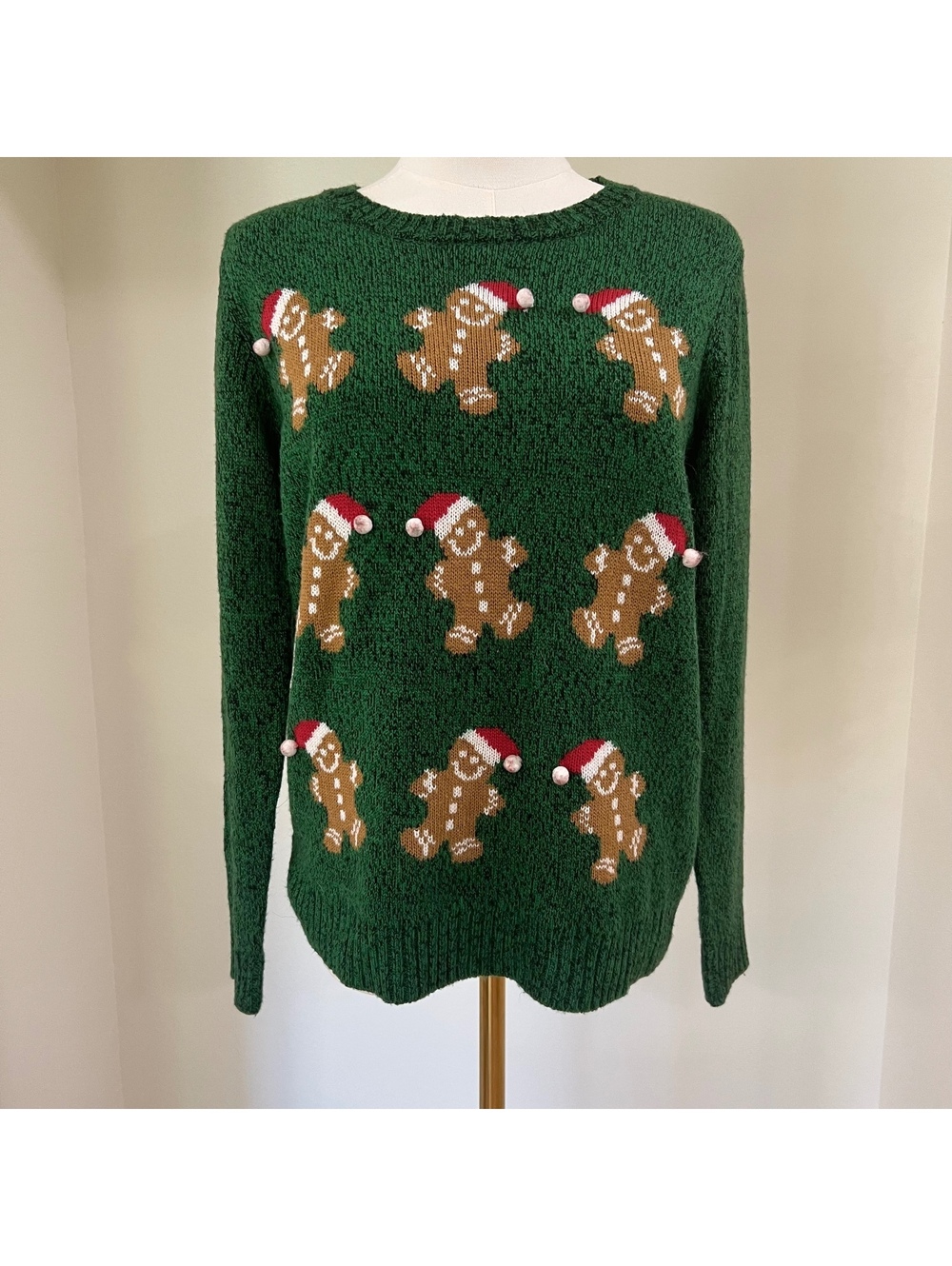 Vtg Holiday Christmas Sweater (M) Tacky Knit Ugly Kitsch Grandma 90s Gingerbread